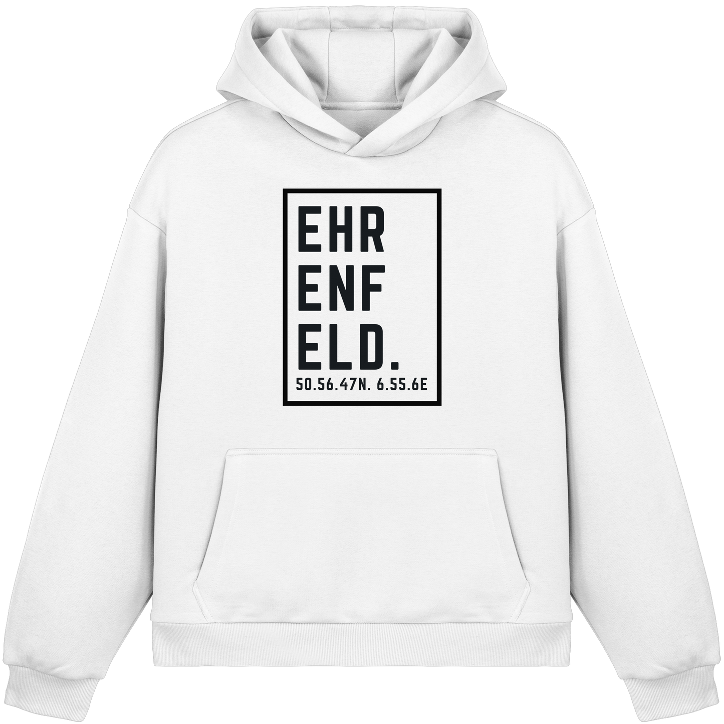 Ehrenfeld Koordinaten (großer Druck auf der Brust) - Fluffy Boxcut Hoodie