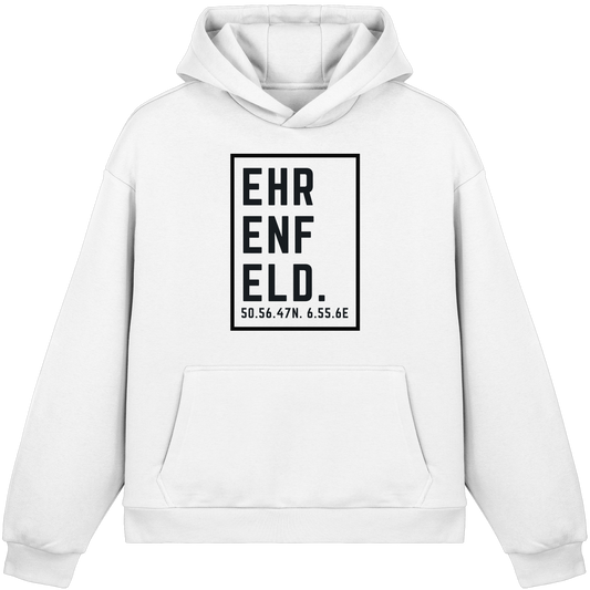 Ehrenfeld Koordinaten (großer Druck auf der Brust) - Fluffy Boxcut Hoodie