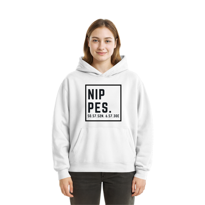 Nippes Koordinaten (großer Druck auf der Brust) - Fluffy Boxcut Hoodie