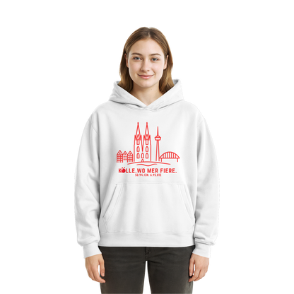 Skyline Fiere Druck  - Fluffy Boxcut Hoodie