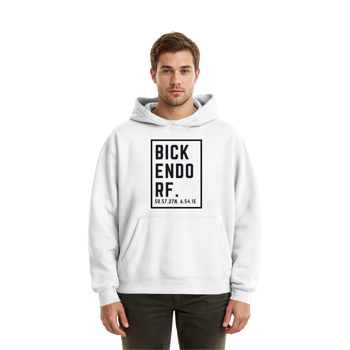 Bickendorf Koordinaten (großer Druck auf der Brust) - Fluffy Boxcut Hoodie