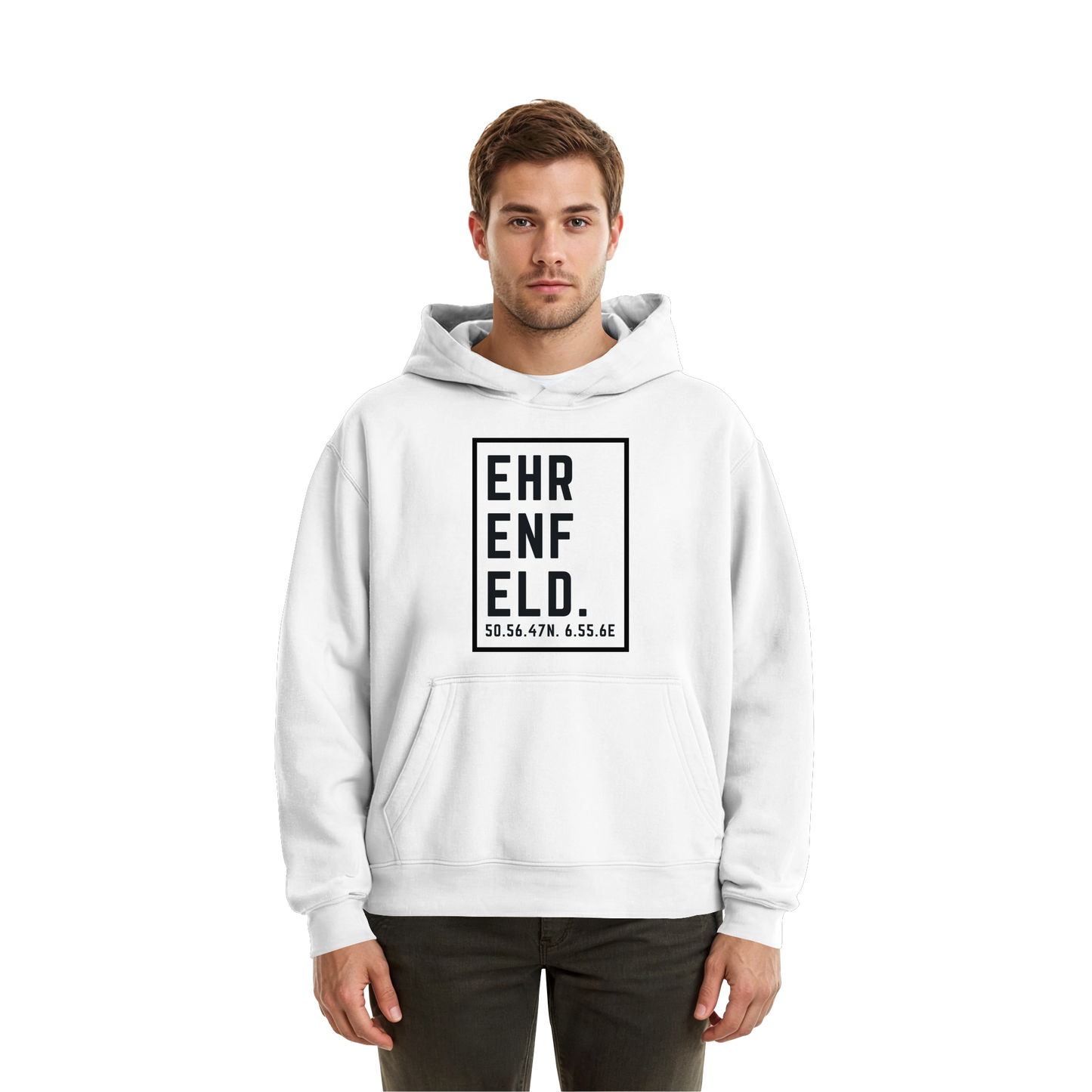 Ehrenfeld Koordinaten (großer Druck auf der Brust) - Fluffy Boxcut Hoodie