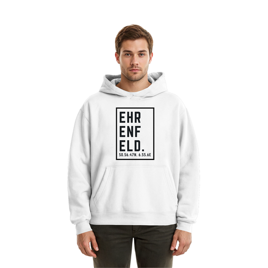 Ehrenfeld Koordinaten (großer Druck auf der Brust) - Fluffy Boxcut Hoodie