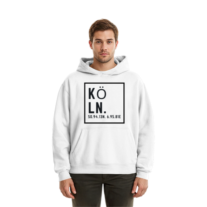 Köln Koordinaten (großer Druck auf der Brust) - Fluffy Boxcut Hoodie