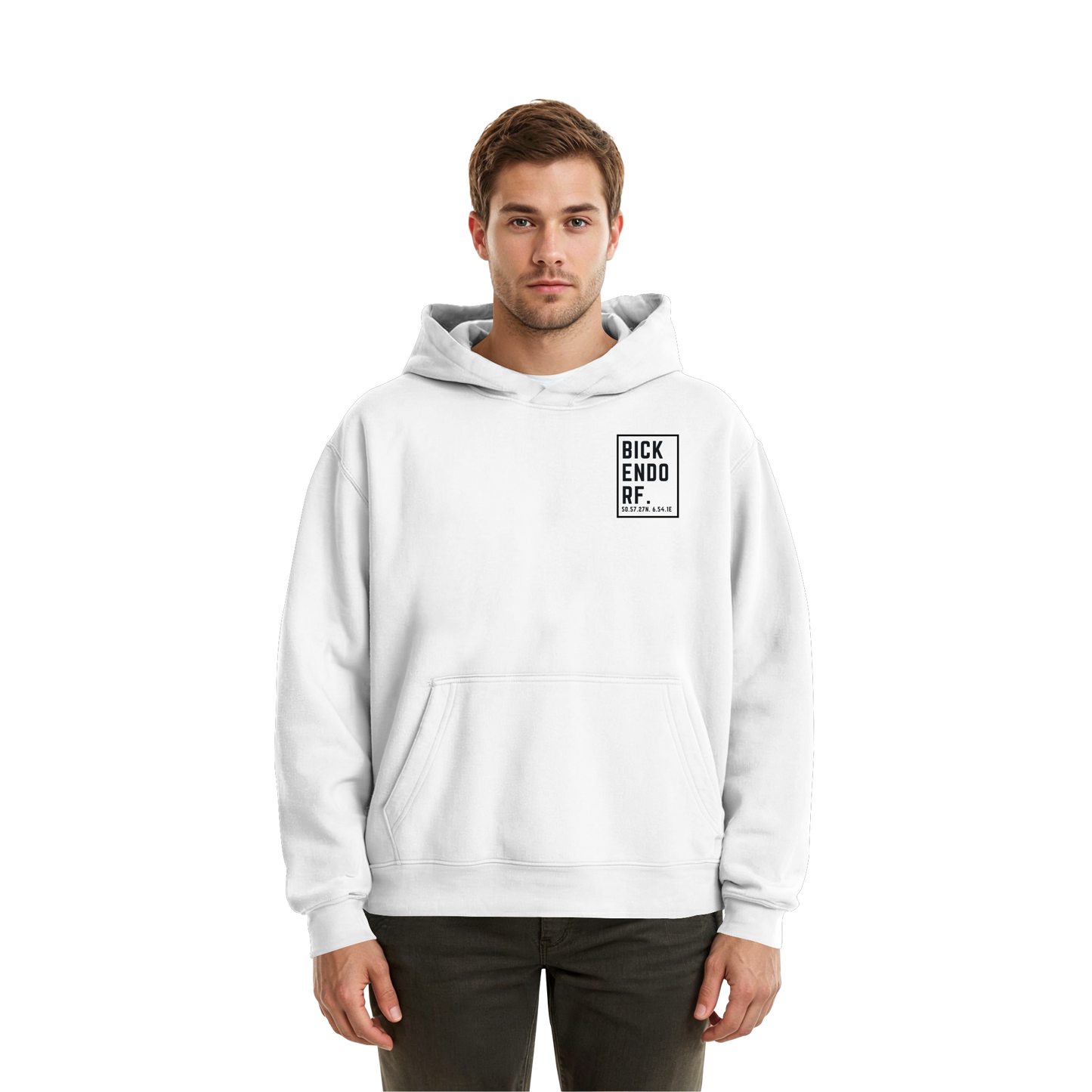 Bickendorf Koordinaten (kleiner Druck auf der Brust) - Fluffy Boxcut Hoodie