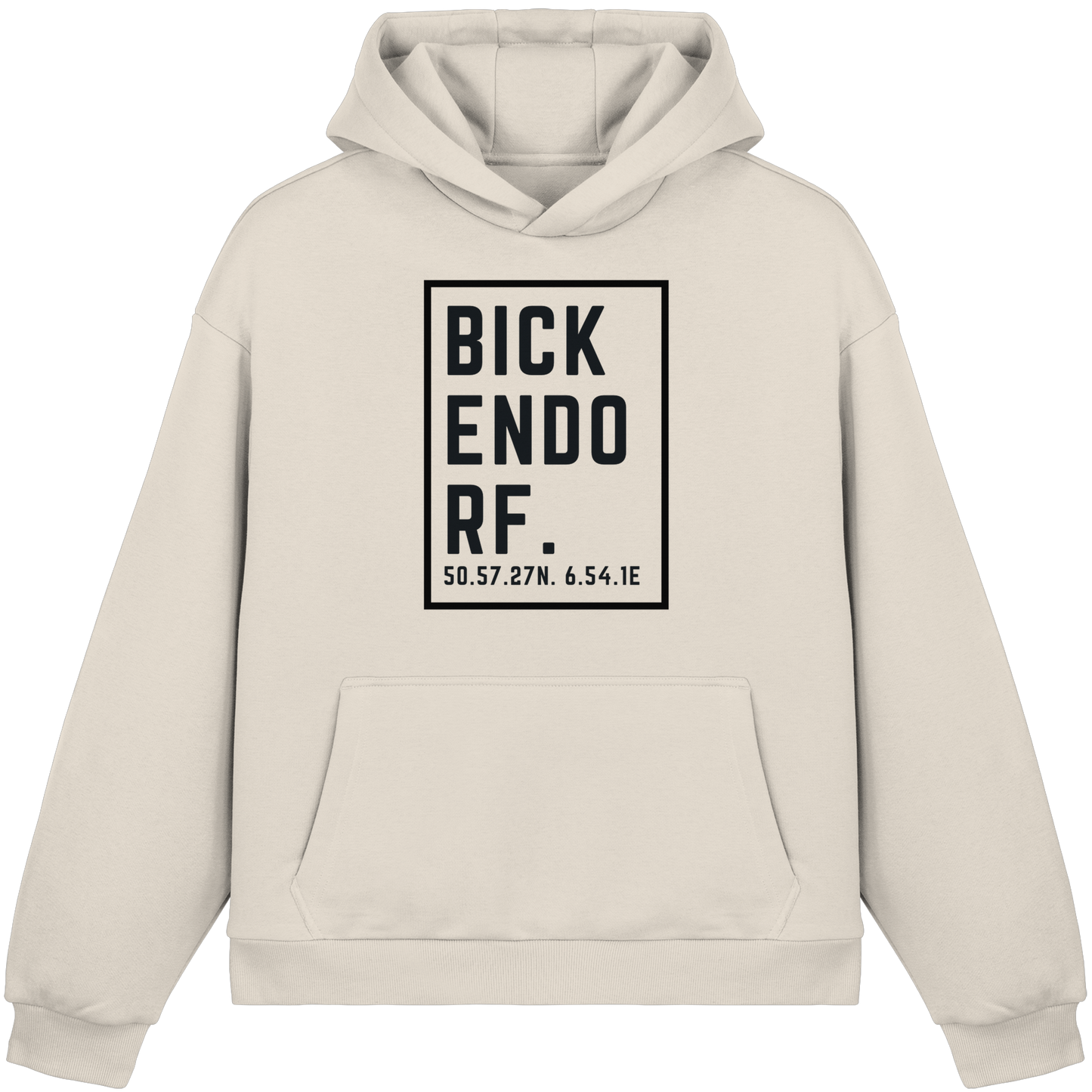 Bickendorf Koordinaten (großer Druck auf der Brust) - Fluffy Boxcut Hoodie