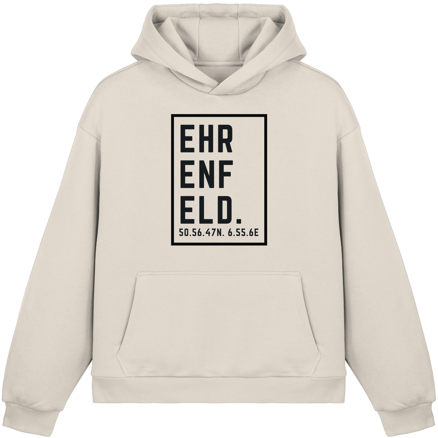 Ehrenfeld Koordinaten (großer Druck auf der Brust) - Fluffy Boxcut Hoodie