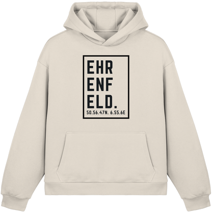 Ehrenfeld Koordinaten (großer Druck auf der Brust) - Fluffy Boxcut Hoodie
