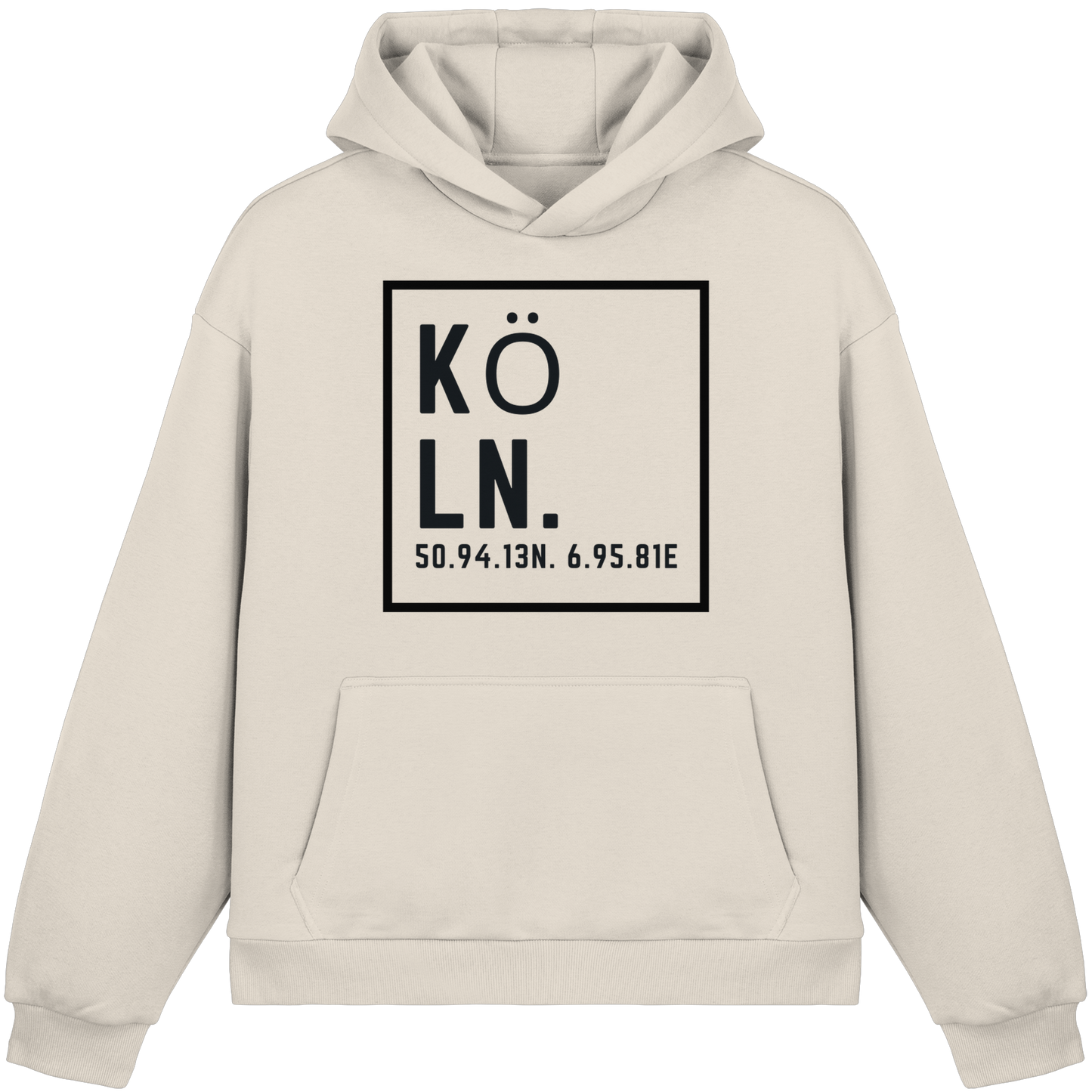 Köln Koordinaten (großer Druck auf der Brust) - Fluffy Boxcut Hoodie