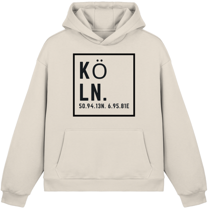 Köln Koordinaten (großer Druck auf der Brust) - Fluffy Boxcut Hoodie