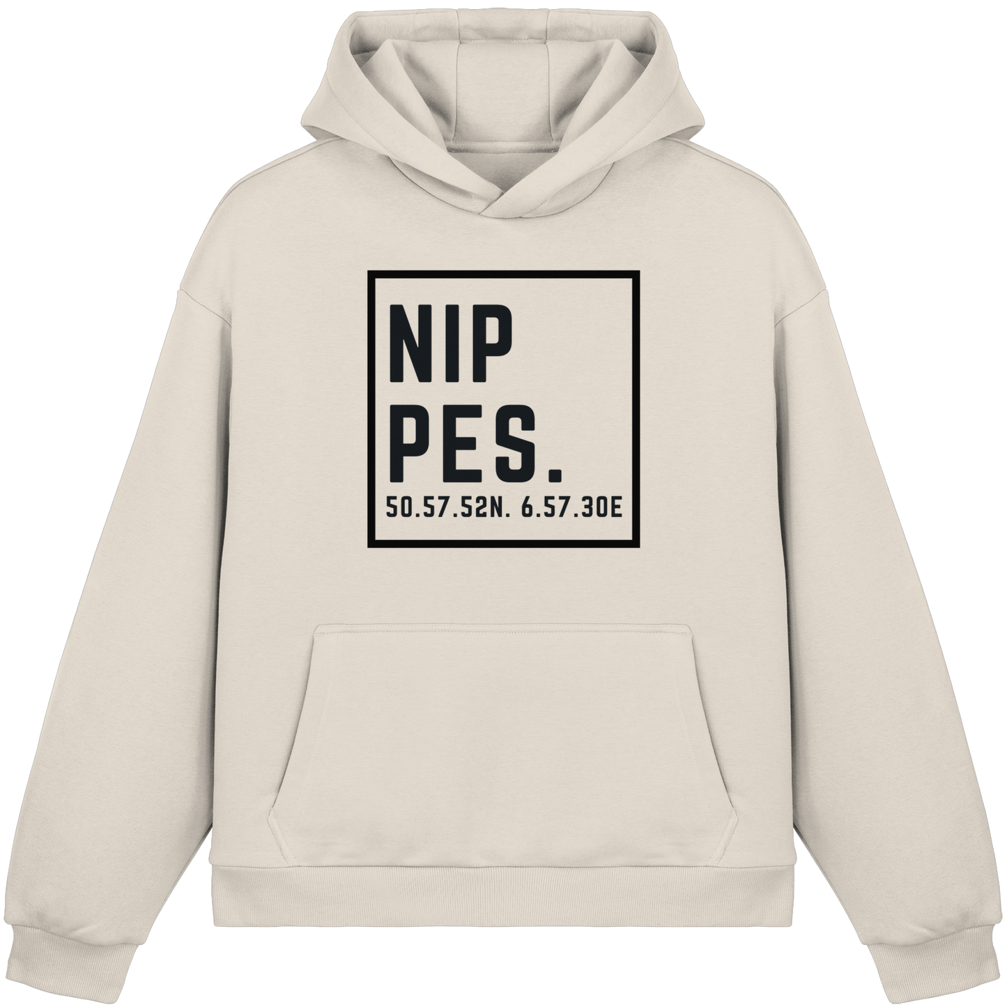 Nippes Koordinaten (großer Druck auf der Brust) - Fluffy Boxcut Hoodie