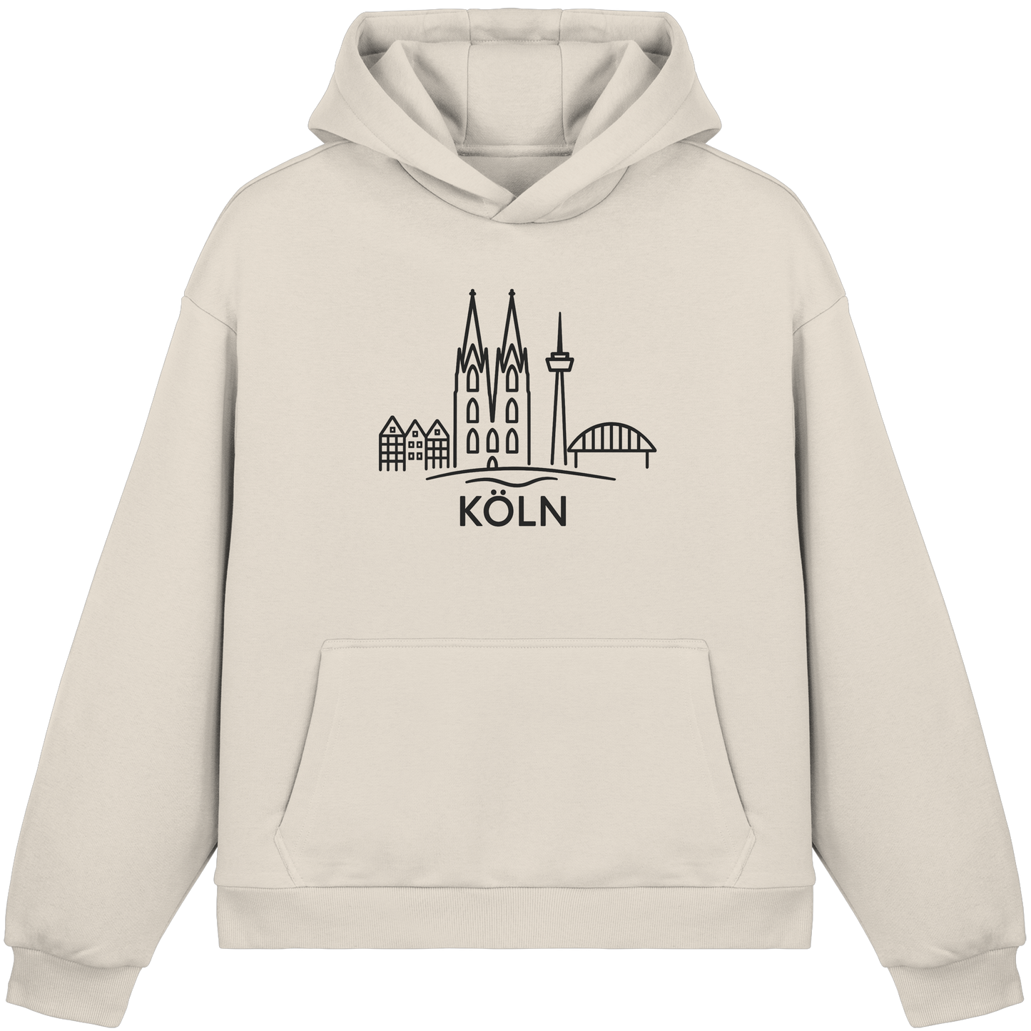 Köln Skyline (großer Druck auf der Brust) - Fluffy Boxcut Hoodie
