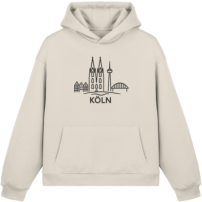 Köln Skyline (großer Druck auf der Brust) - Fluffy Boxcut Hoodie