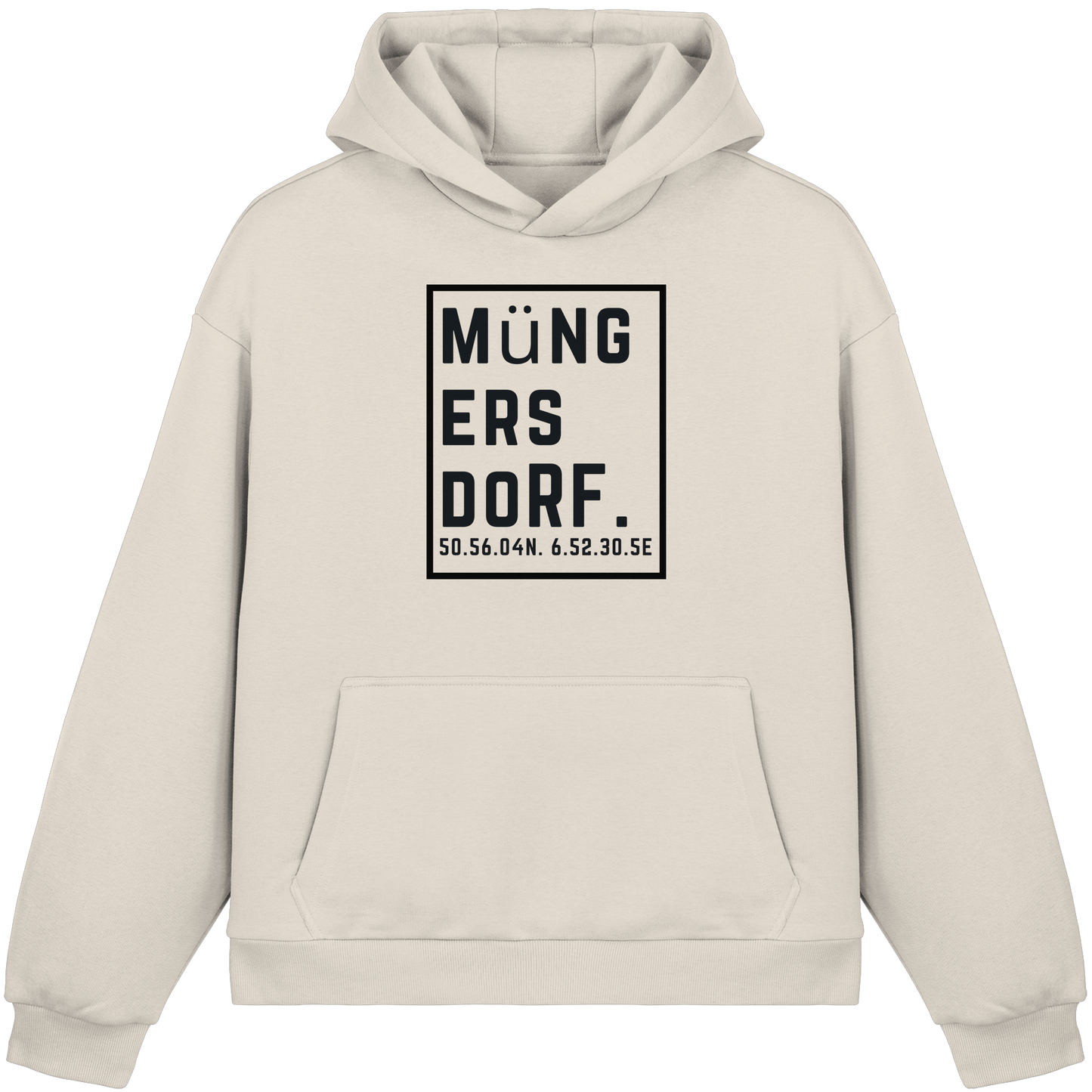 Müngersdorf Koordinaten (großer Druck auf der Brust) - Fluffy Boxcut Hoodie