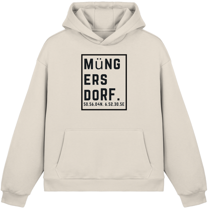 Müngersdorf Koordinaten (großer Druck auf der Brust) - Fluffy Boxcut Hoodie
