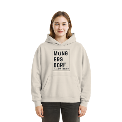 Müngersdorf Koordinaten (großer Druck auf der Brust) - Fluffy Boxcut Hoodie