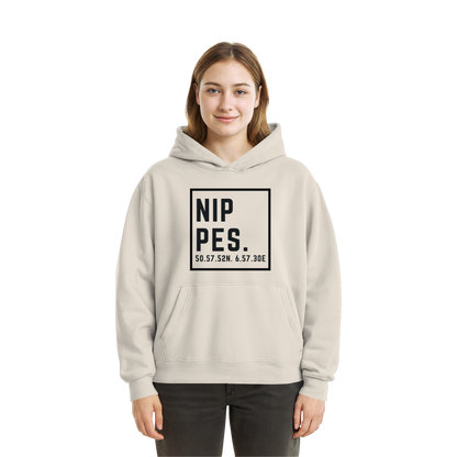 Nippes Koordinaten (großer Druck auf der Brust) - Fluffy Boxcut Hoodie