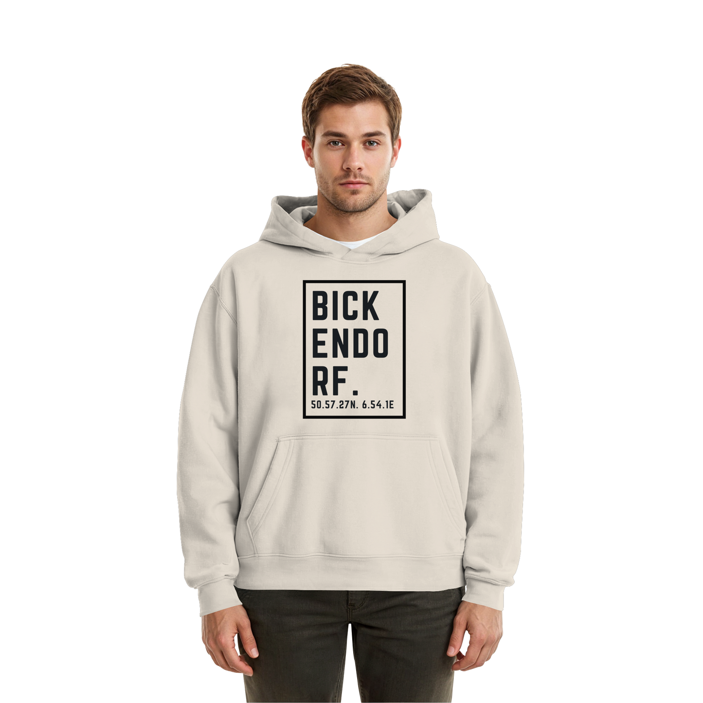 Bickendorf Koordinaten (großer Druck auf der Brust) - Fluffy Boxcut Hoodie