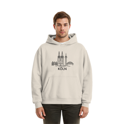 Köln Skyline (großer Druck auf der Brust) - Fluffy Boxcut Hoodie