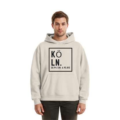 Köln Koordinaten (großer Druck auf der Brust) - Fluffy Boxcut Hoodie