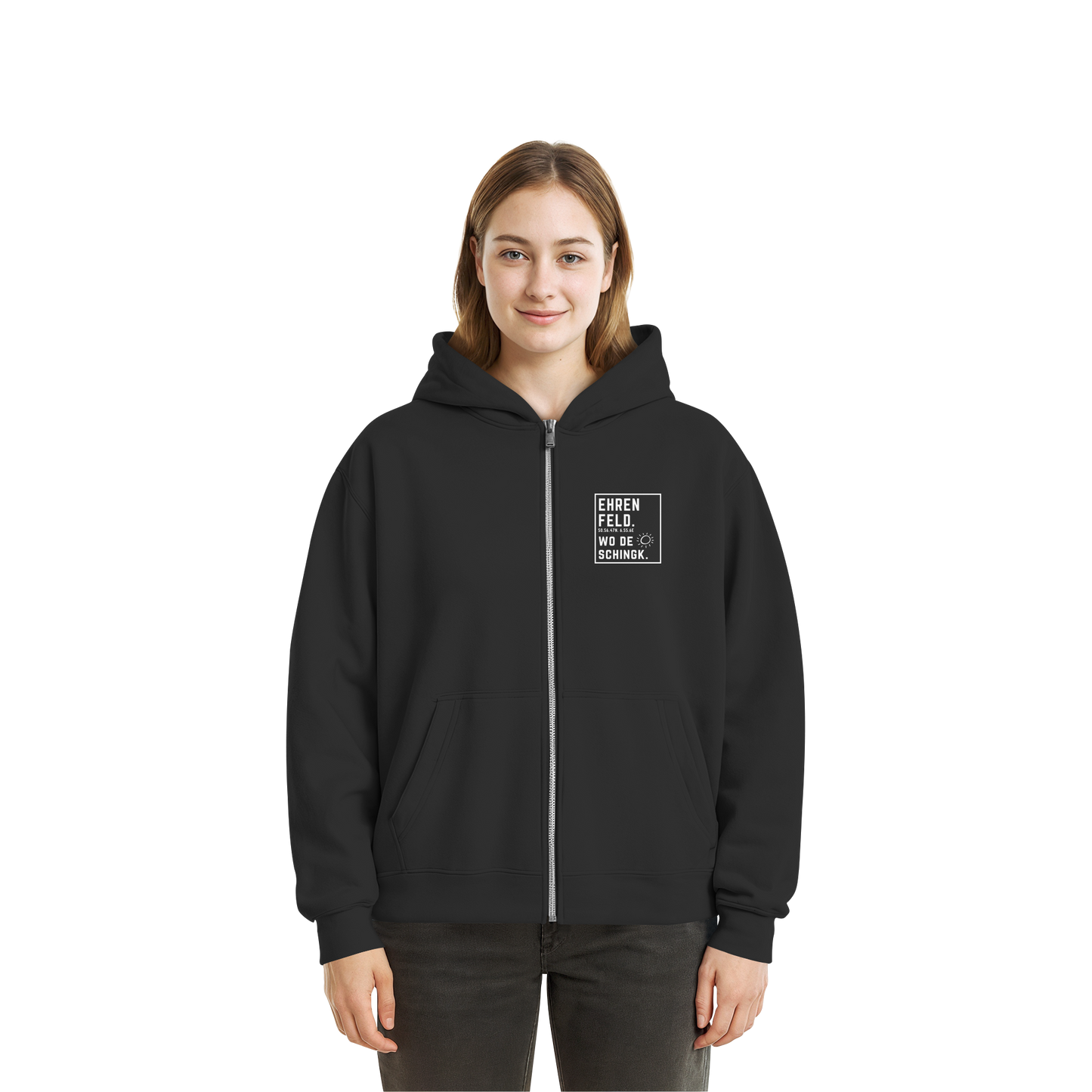 Wo de Sonn schingk - Ehrenfeld Druck - Fluffy Boxcut Zipper