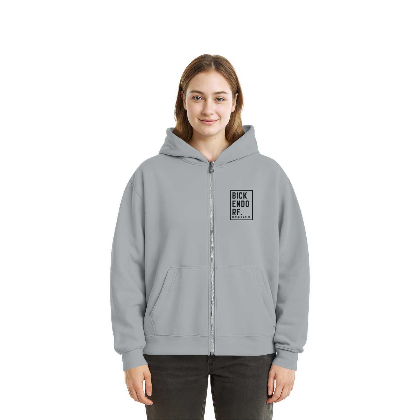 Bickendorf Koordinaten (kleiner Druck auf der Brust) - Fluffy Boxcut Zipper