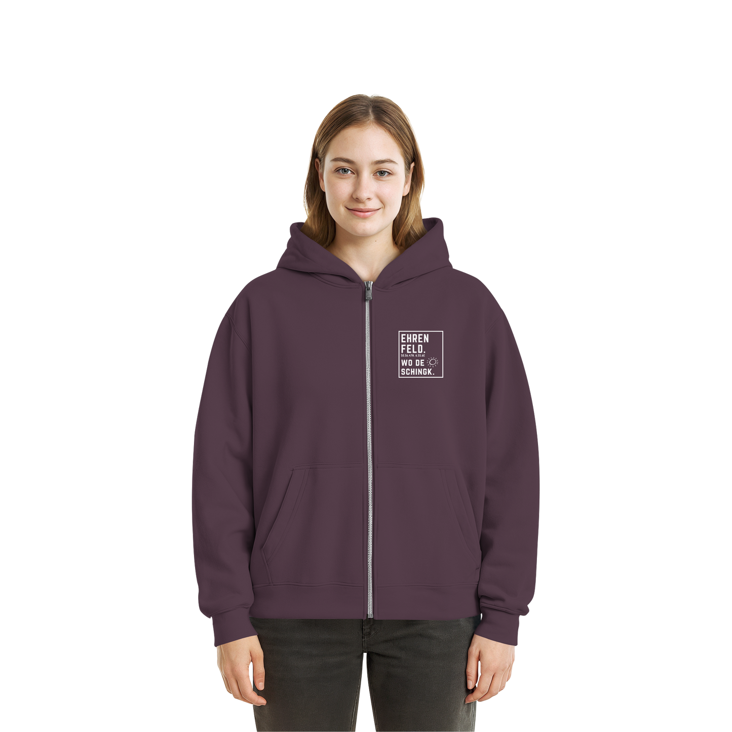 Wo de Sonn schingk - Ehrenfeld Druck - Fluffy Boxcut Zipper