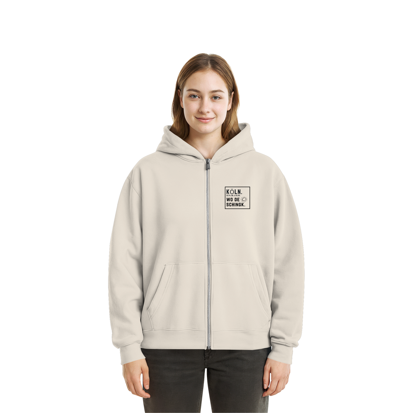 Wo de Sonn schingk - Köln Druck   - Fluffy Boxcut Zipper