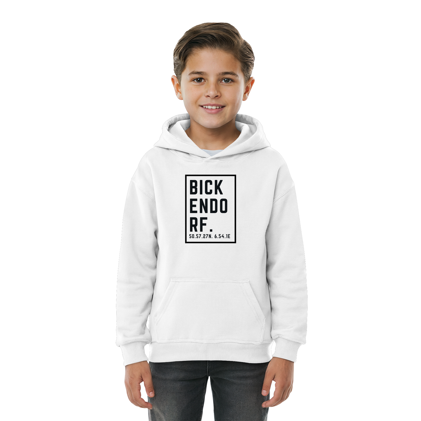 Bickendorf Koordinaten (großer Druck auf der Brust) - Kids Basic Hoodie