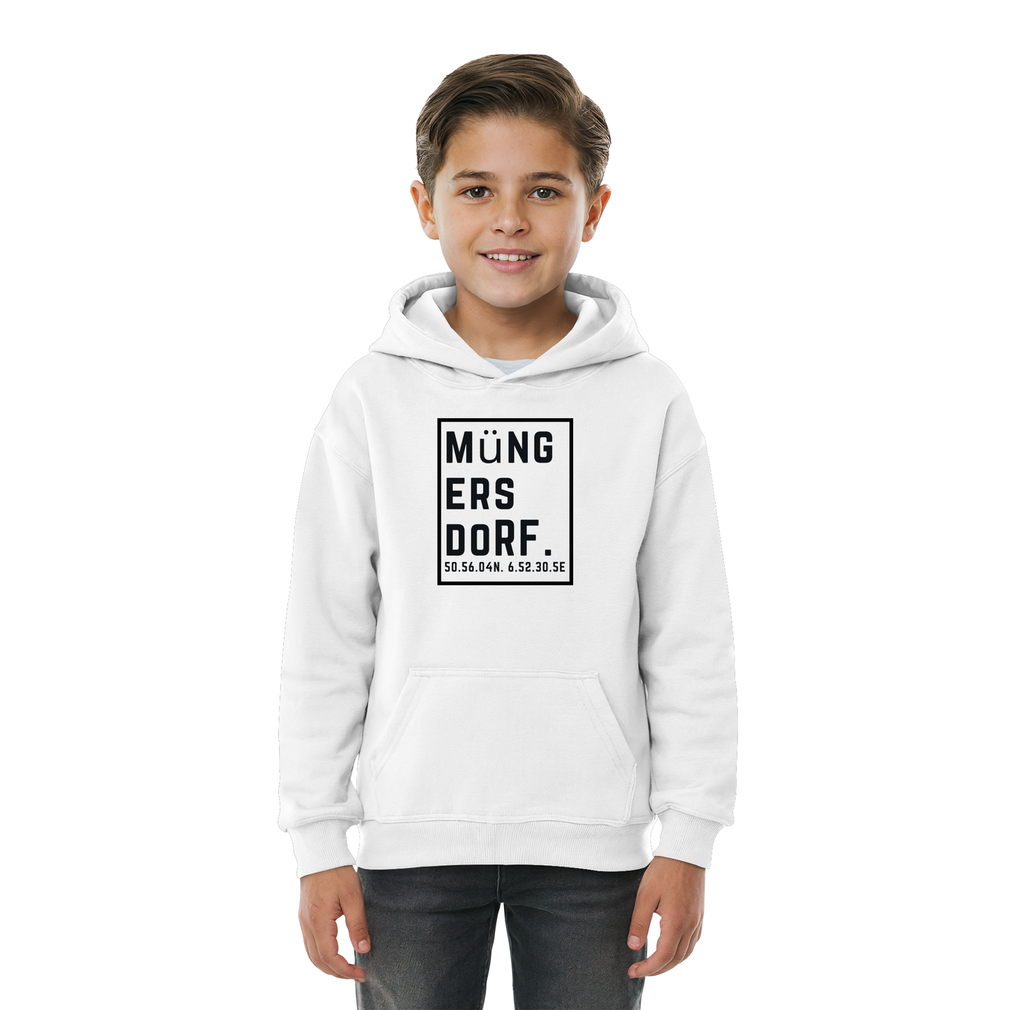 Müngersdorf Koordinaten (großer Druck auf der Brust) - Kids Basic Hoodie