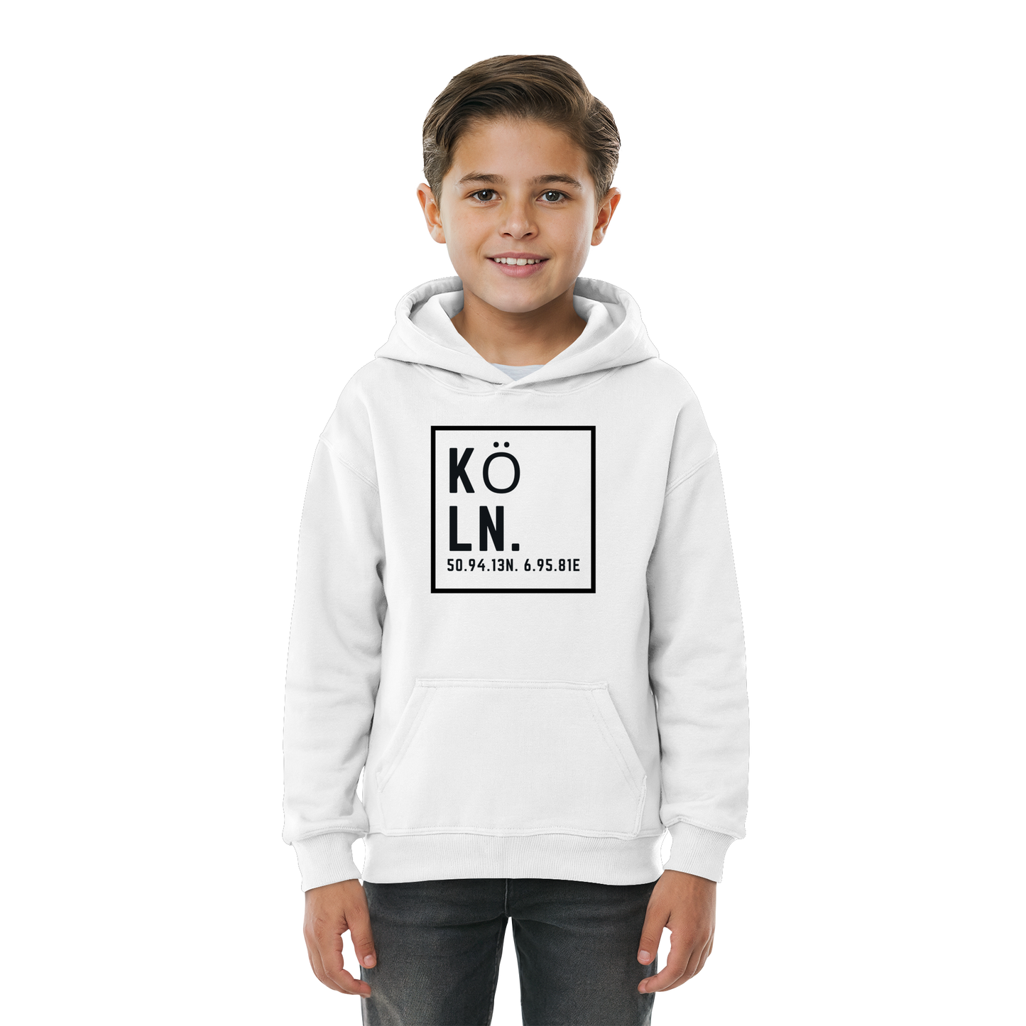 Köln Koordinaten (großer Druck auf der Brust) - Kids Basic Hoodie