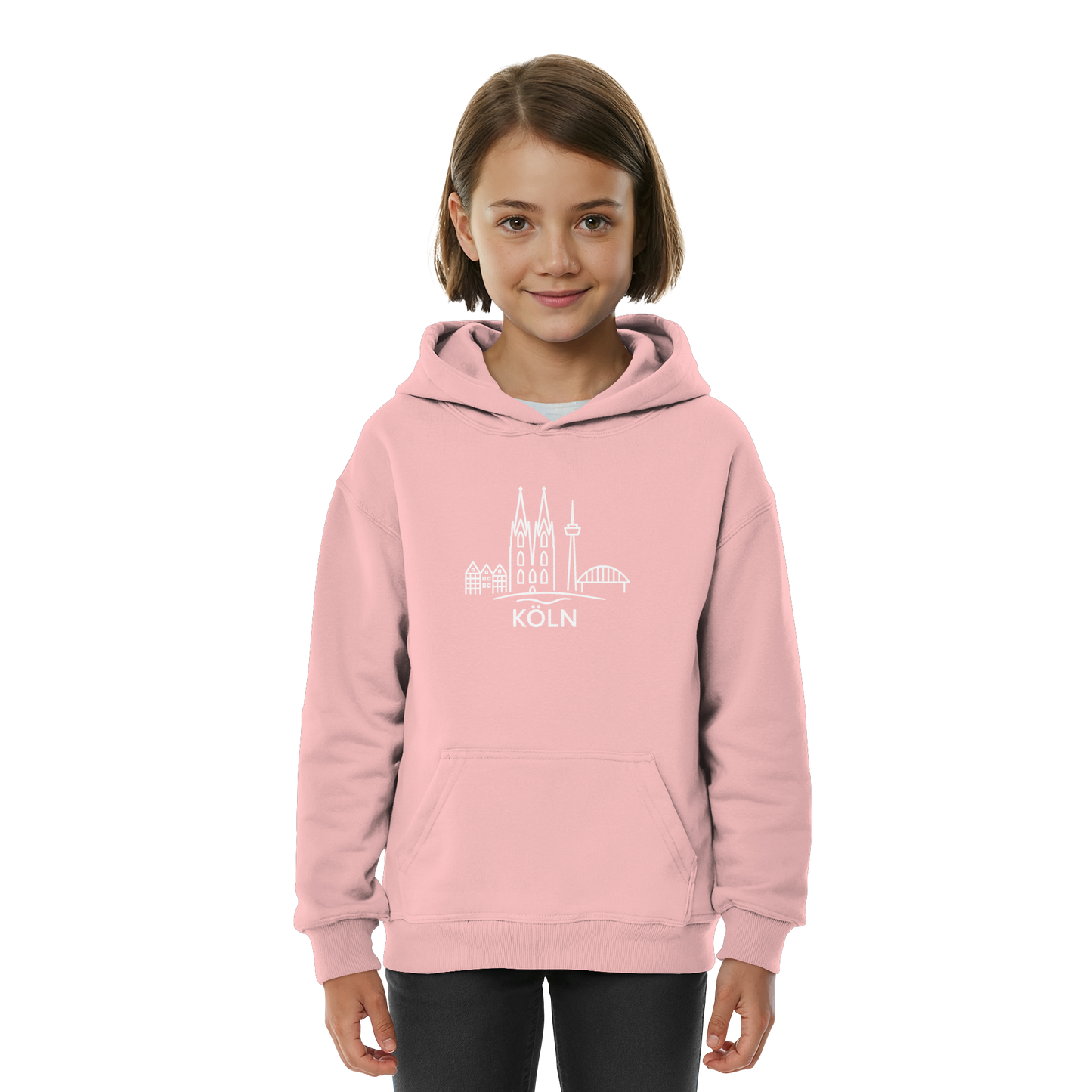 Köln Skyline (großer Druck auf der Brust) - Kids Basic Hoodie
