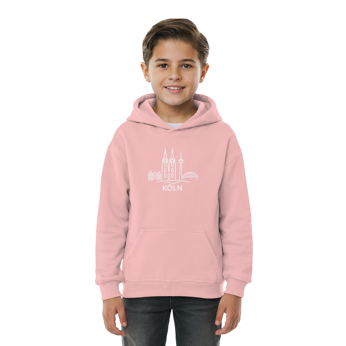 Köln Skyline (großer Druck auf der Brust) - Kids Basic Hoodie