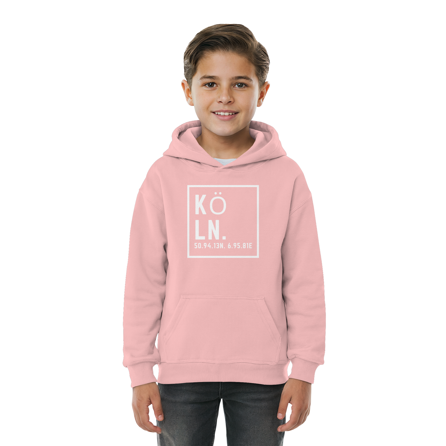 Köln Koordinaten (großer Druck auf der Brust) - Kids Basic Hoodie