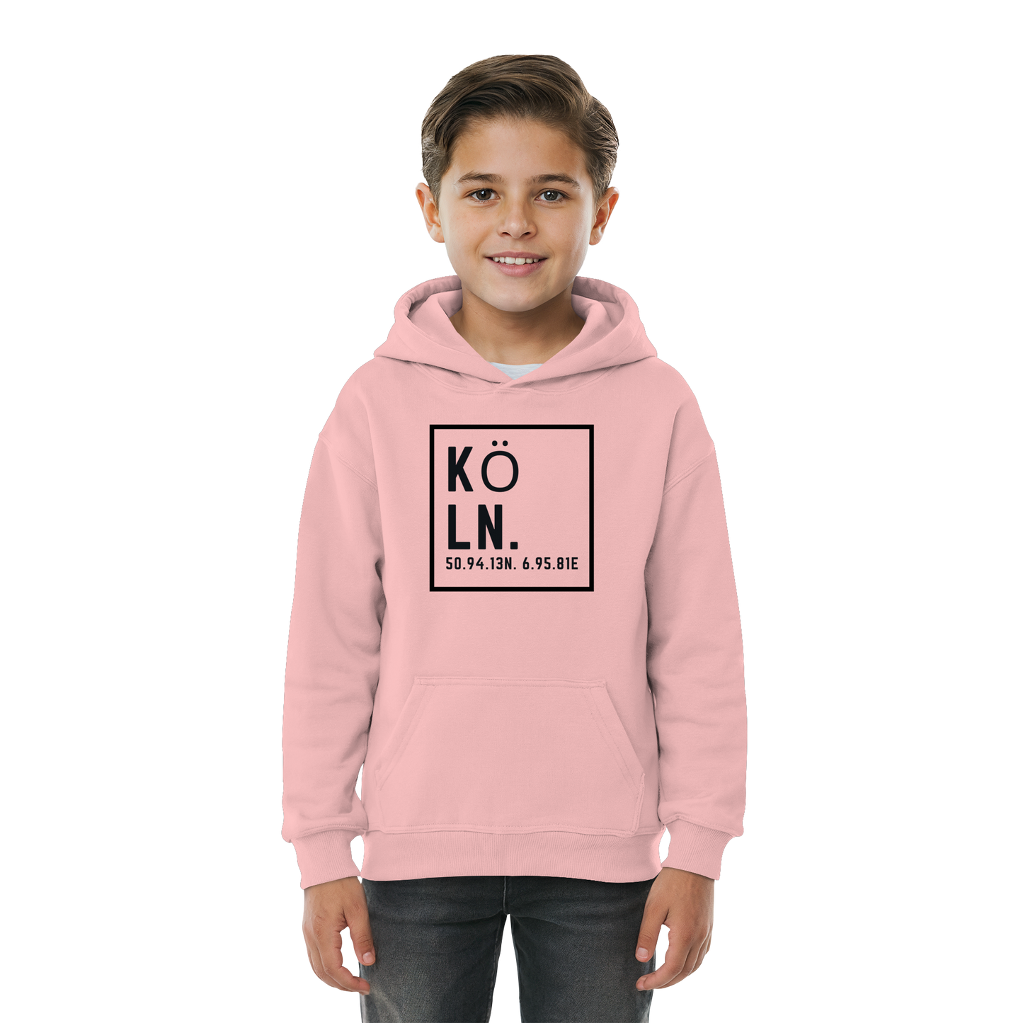 Köln Koordinaten (großer Druck auf der Brust) - Kids Basic Hoodie