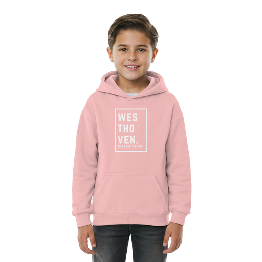 Westhoven Koordinaten (großer Druck auf der Brust) - Kids Basic Hoodie
