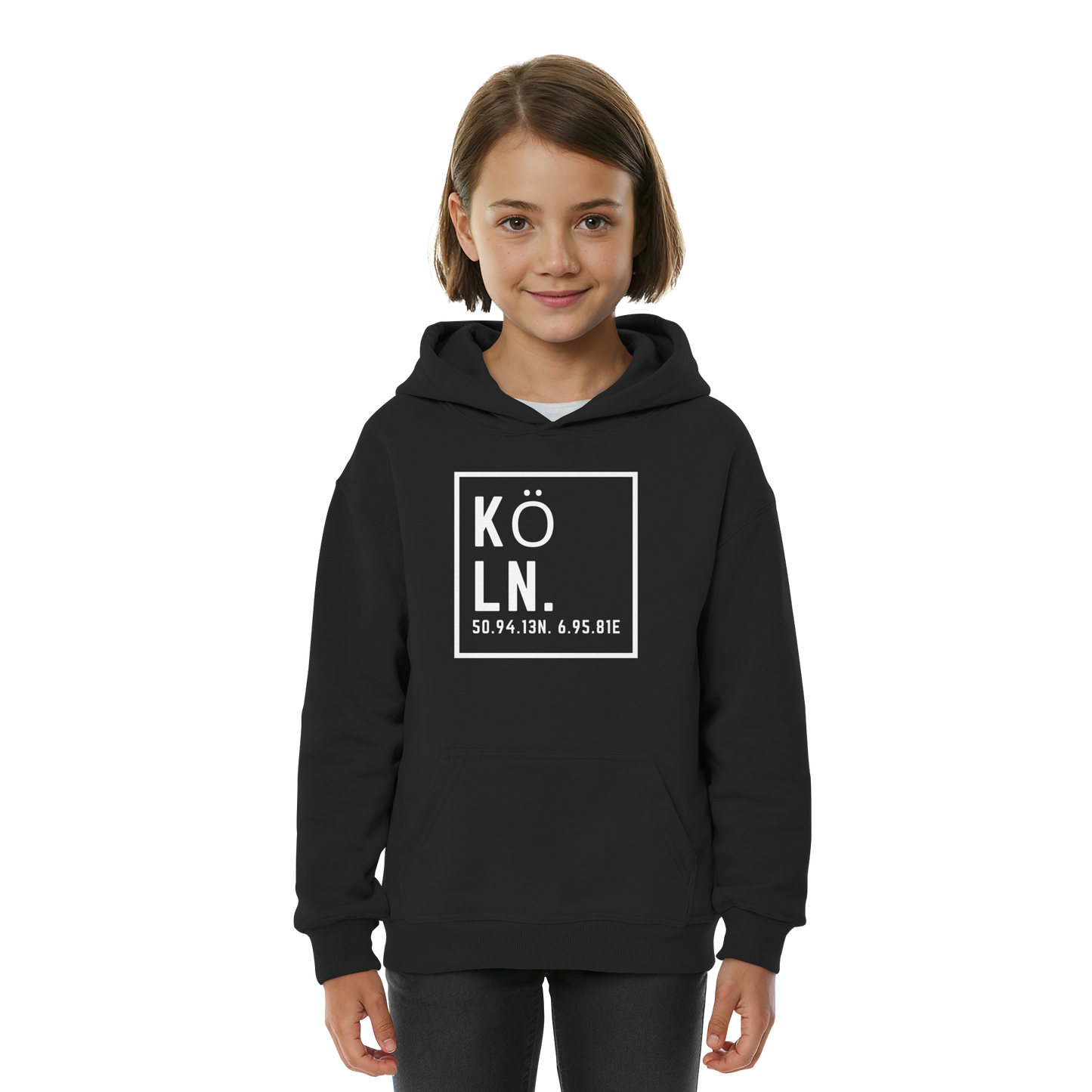 Köln Koordinaten (großer Druck auf der Brust) - Kids Basic Hoodie