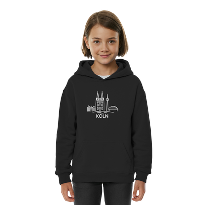 Köln Skyline (großer Druck auf der Brust) - Kids Basic Hoodie