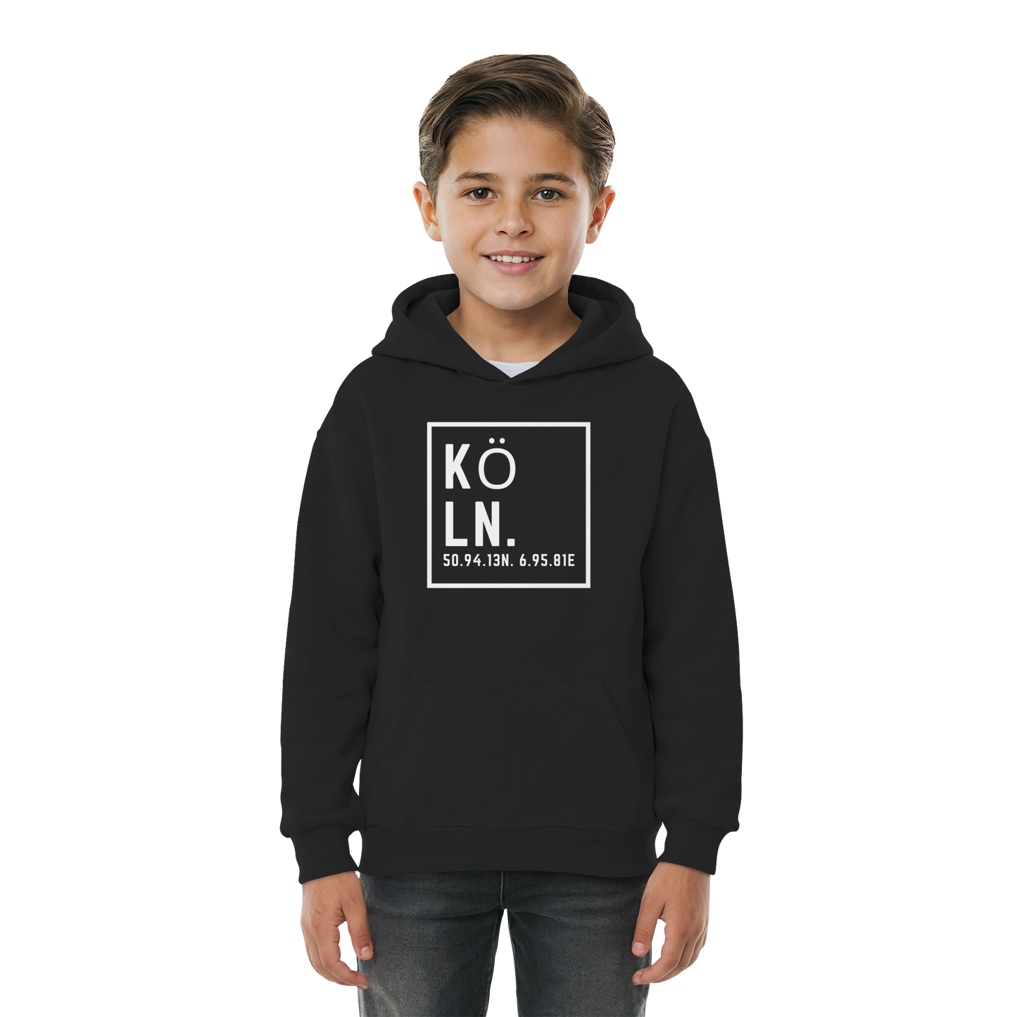 Köln Koordinaten (großer Druck auf der Brust) - Kids Basic Hoodie