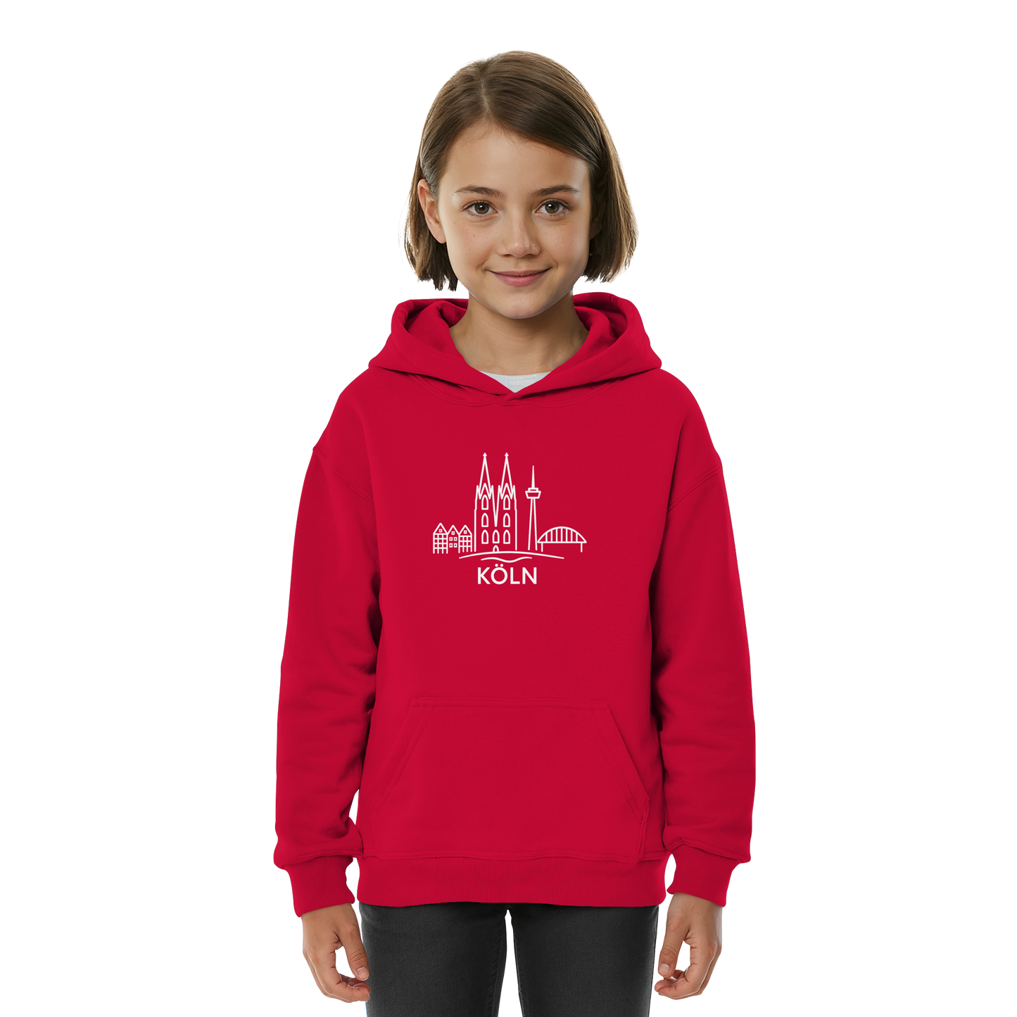 Köln Skyline (großer Druck auf der Brust) - Kids Basic Hoodie
