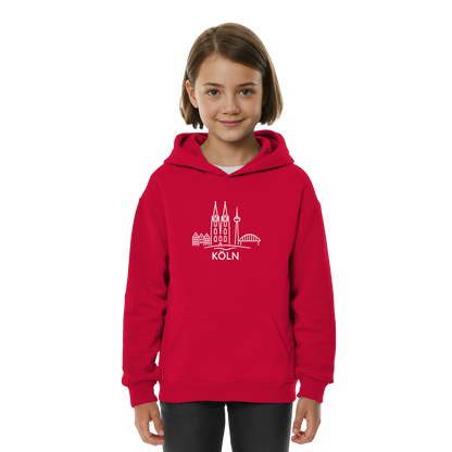 Köln Skyline (großer Druck auf der Brust) - Kids Basic Hoodie