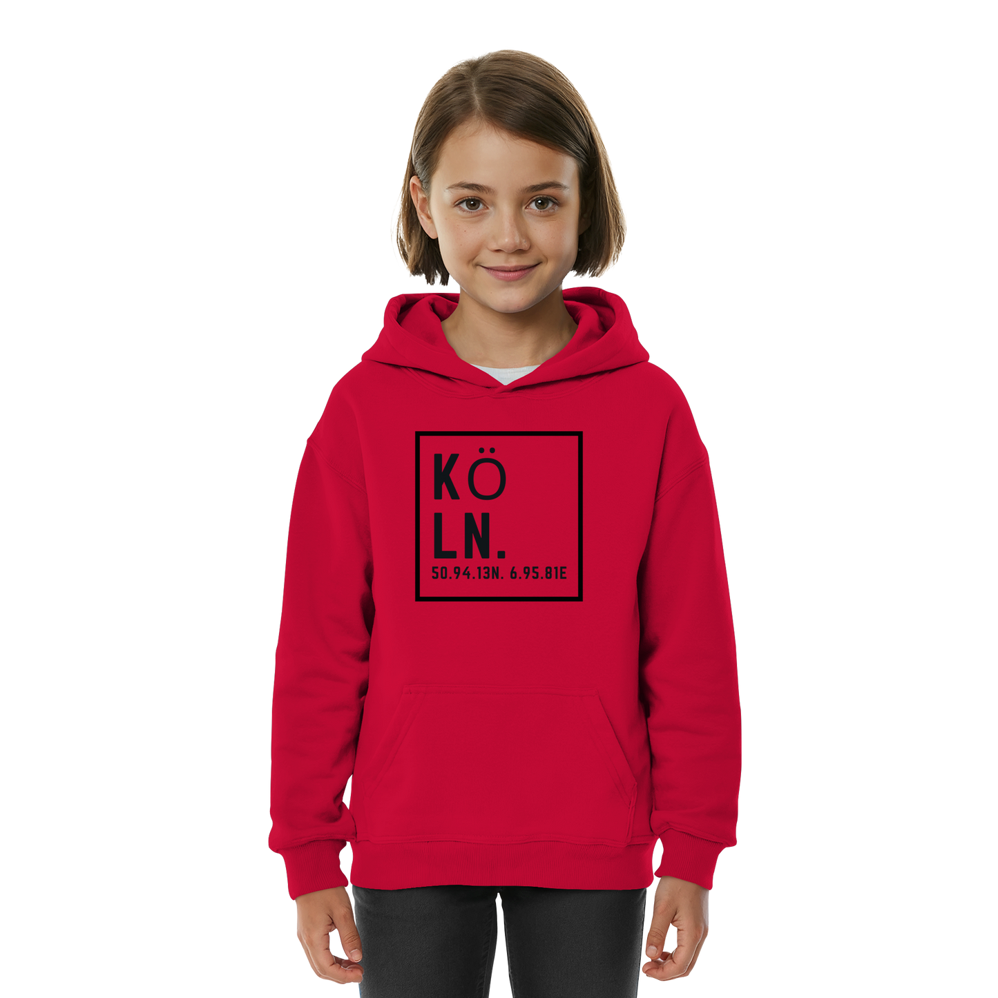 Köln Koordinaten (großer Druck auf der Brust) - Kids Basic Hoodie