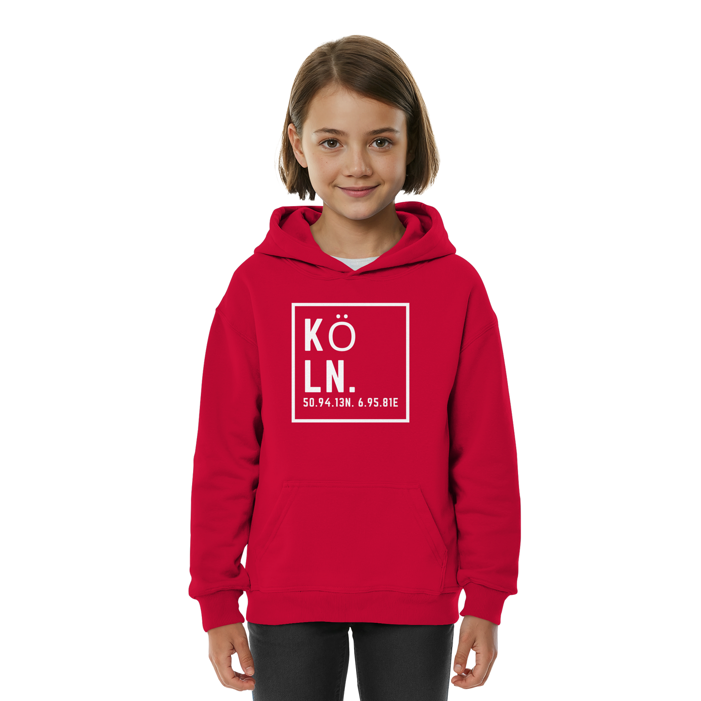 Köln Koordinaten (großer Druck auf der Brust) - Kids Basic Hoodie