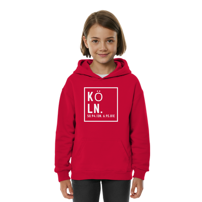 Köln Koordinaten (großer Druck auf der Brust) - Kids Basic Hoodie