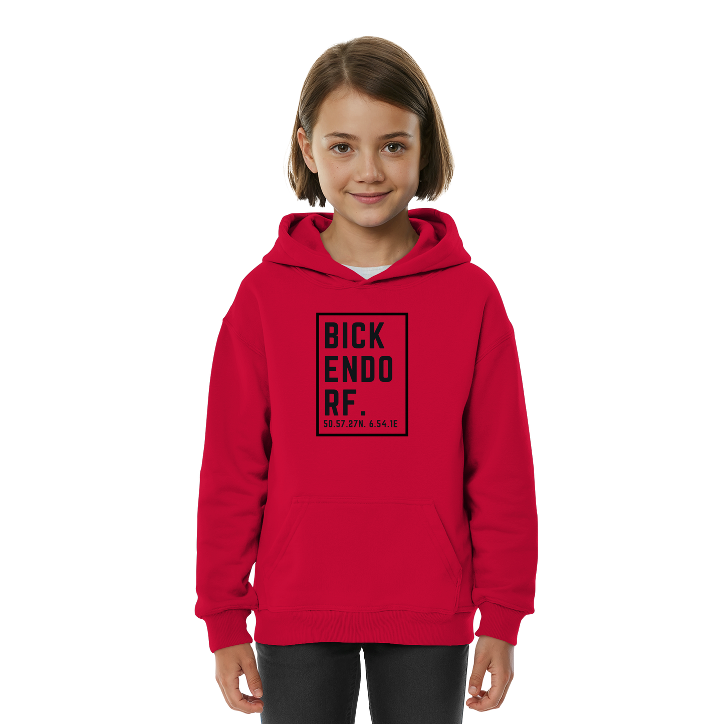 Bickendorf Koordinaten (großer Druck auf der Brust) - Kids Basic Hoodie