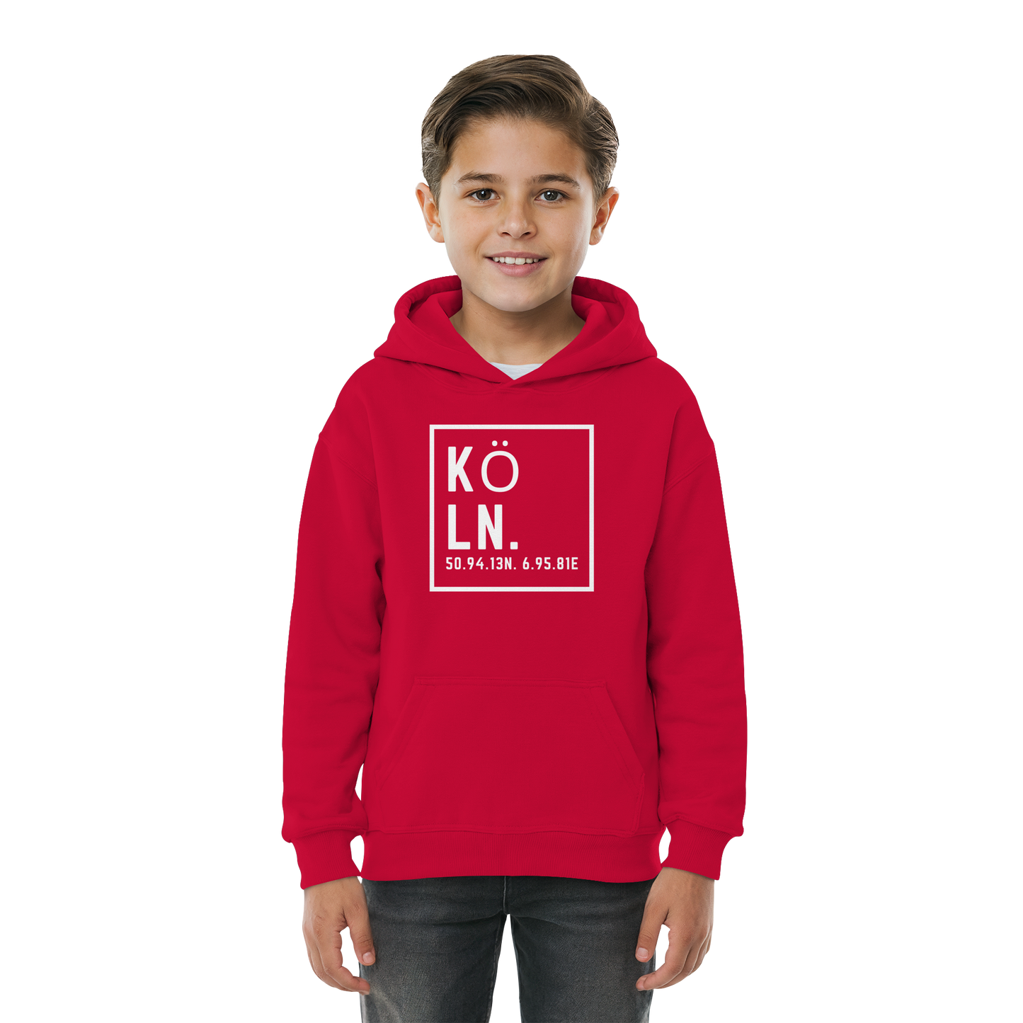 Köln Koordinaten (großer Druck auf der Brust) - Kids Basic Hoodie
