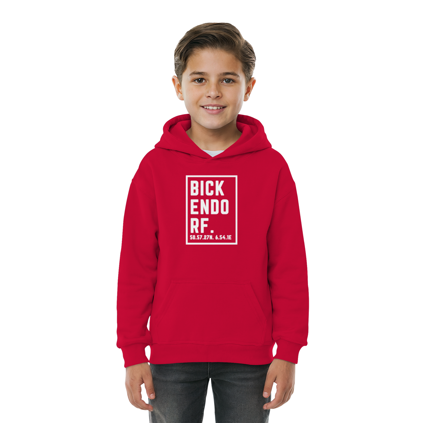 Bickendorf Koordinaten (großer Druck auf der Brust) - Kids Basic Hoodie