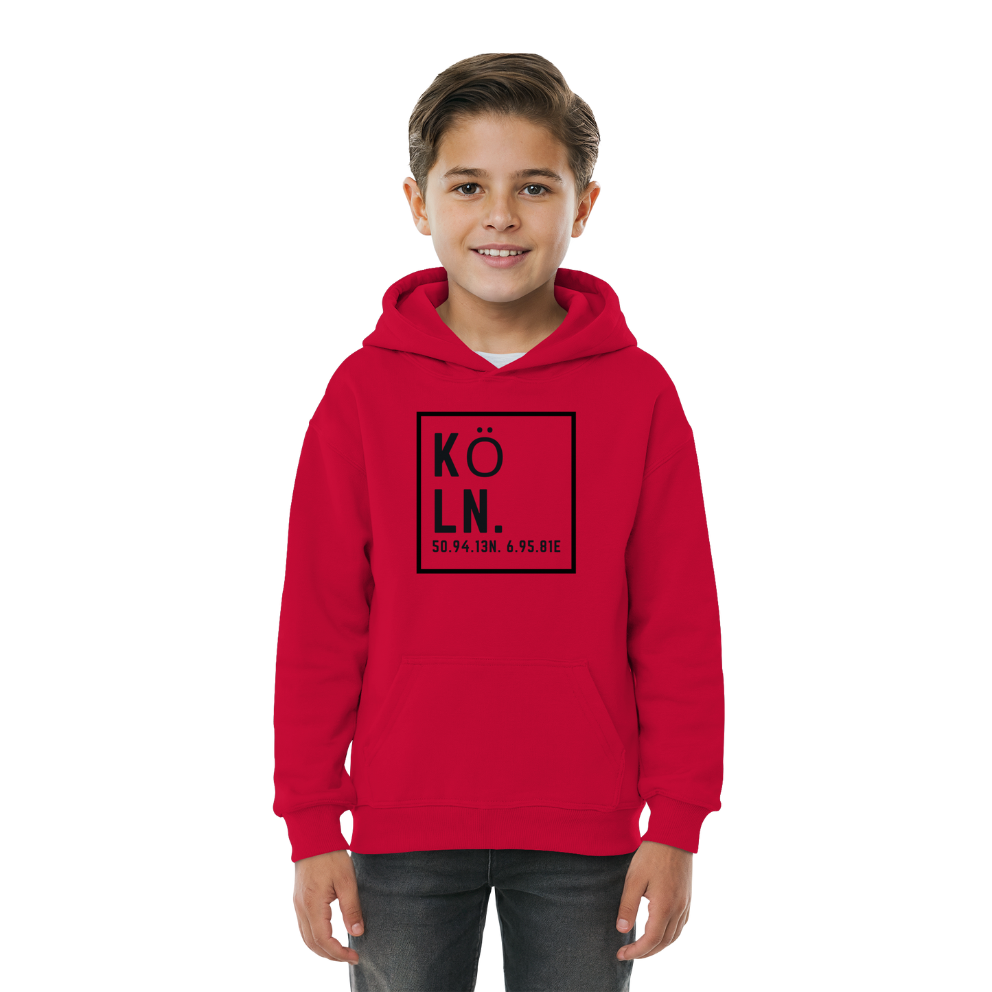 Köln Koordinaten (großer Druck auf der Brust) - Kids Basic Hoodie
