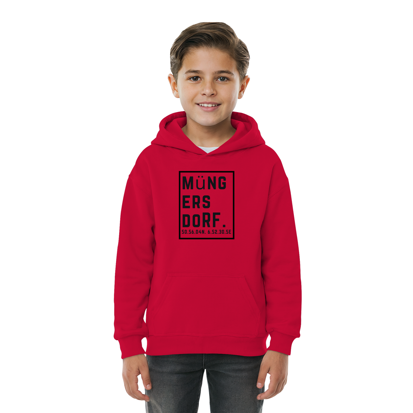 Müngersdorf Koordinaten (großer Druck auf der Brust) - Kids Basic Hoodie