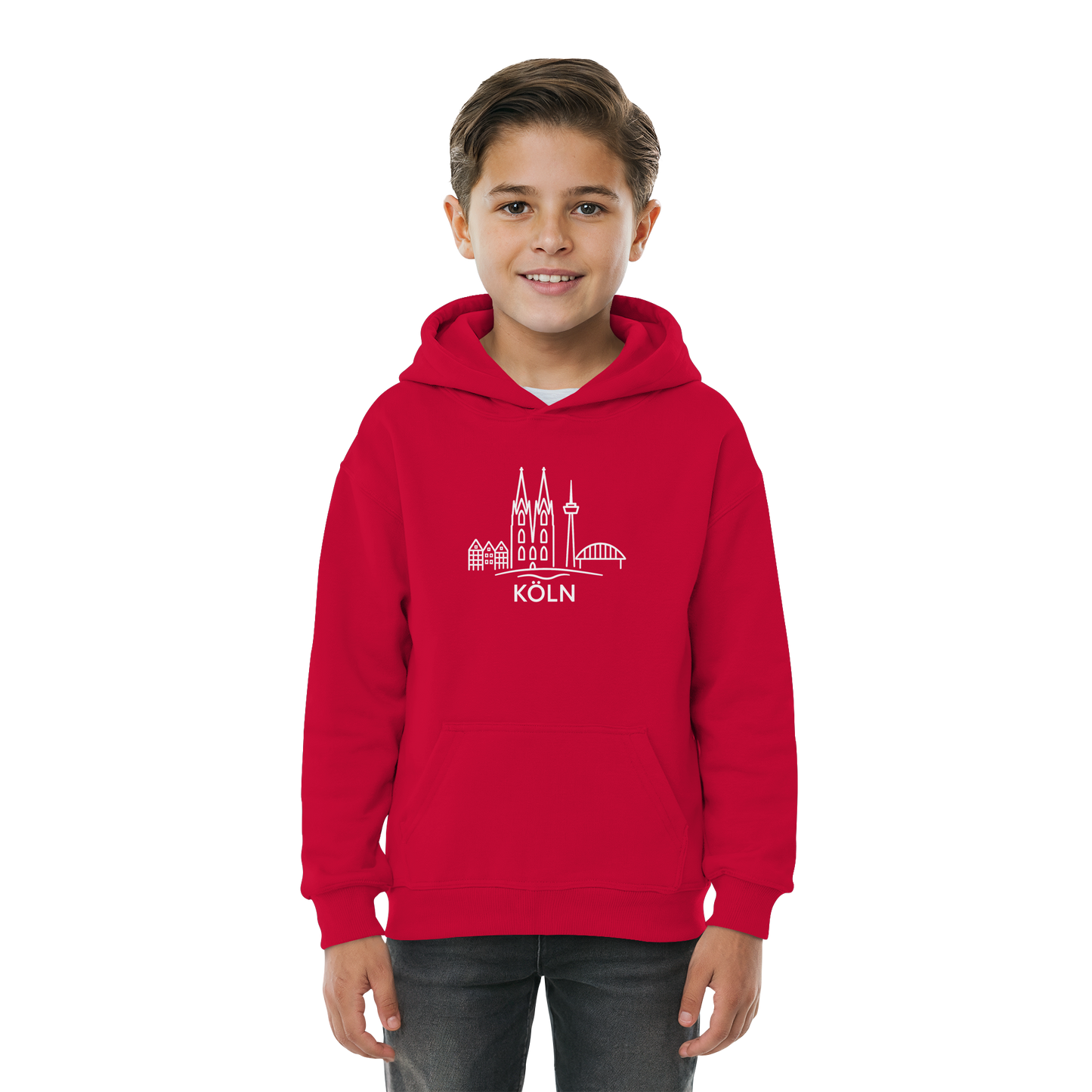 Köln Skyline (großer Druck auf der Brust) - Kids Basic Hoodie